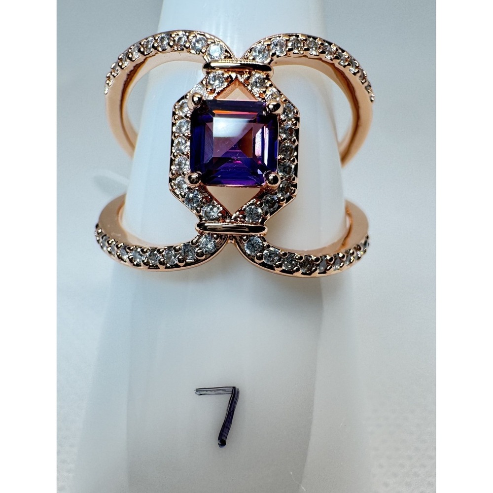 Bomb Party Swirling Rumors Ring RG71406 Amethyst Rose Gold Size 7